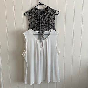 2 Tops- Cream Kasper and Black Patterned Raffaella XL